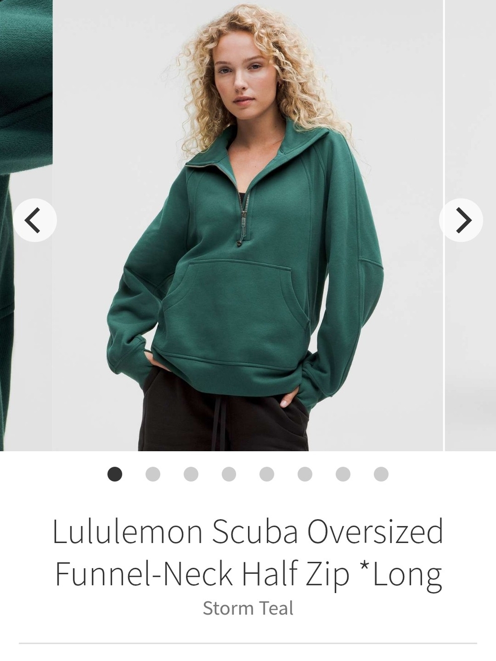 lululemon Storm Teal Scuba Oversized Funnel-Neck Half Zip Sweatshirt sz. XS/Sm